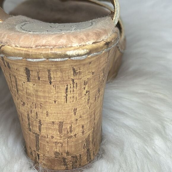 Born Champagne Floral Trim Leather Cork Platform Sandals Sz 7 - Picture 7 of 7